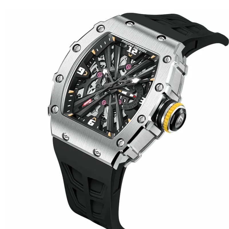 Pagani Design Black Skeleton Dial Casual Men's Watch- PD-1738